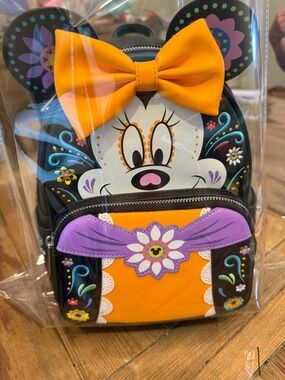 Loungefly Disney Black Orange & Purple Minnie Mouse Mini Backpack